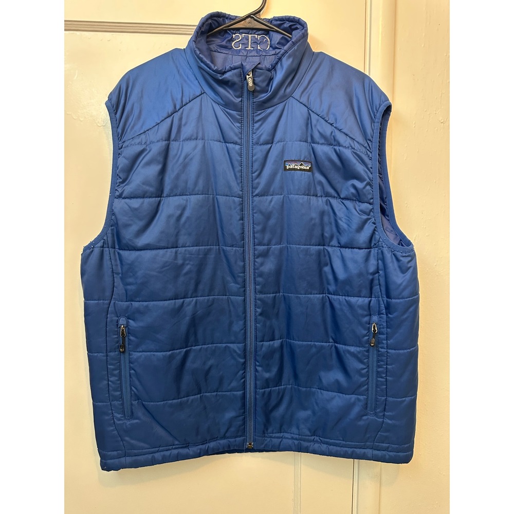 Patagonia Nano Puff Vest Mens Large Blue PrimaLoft Insulated Puffer Full Zip